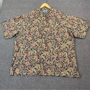 Tori Richard Black Paisley Floral Men Button Down Shirt Hawaiian Cotton Lawn 3XL
